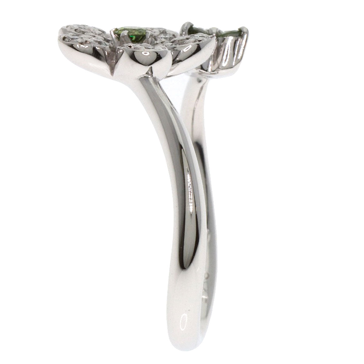 Ponte Vecchio Flower motif Diamond Ring K18 White Gold Ladies [Used]