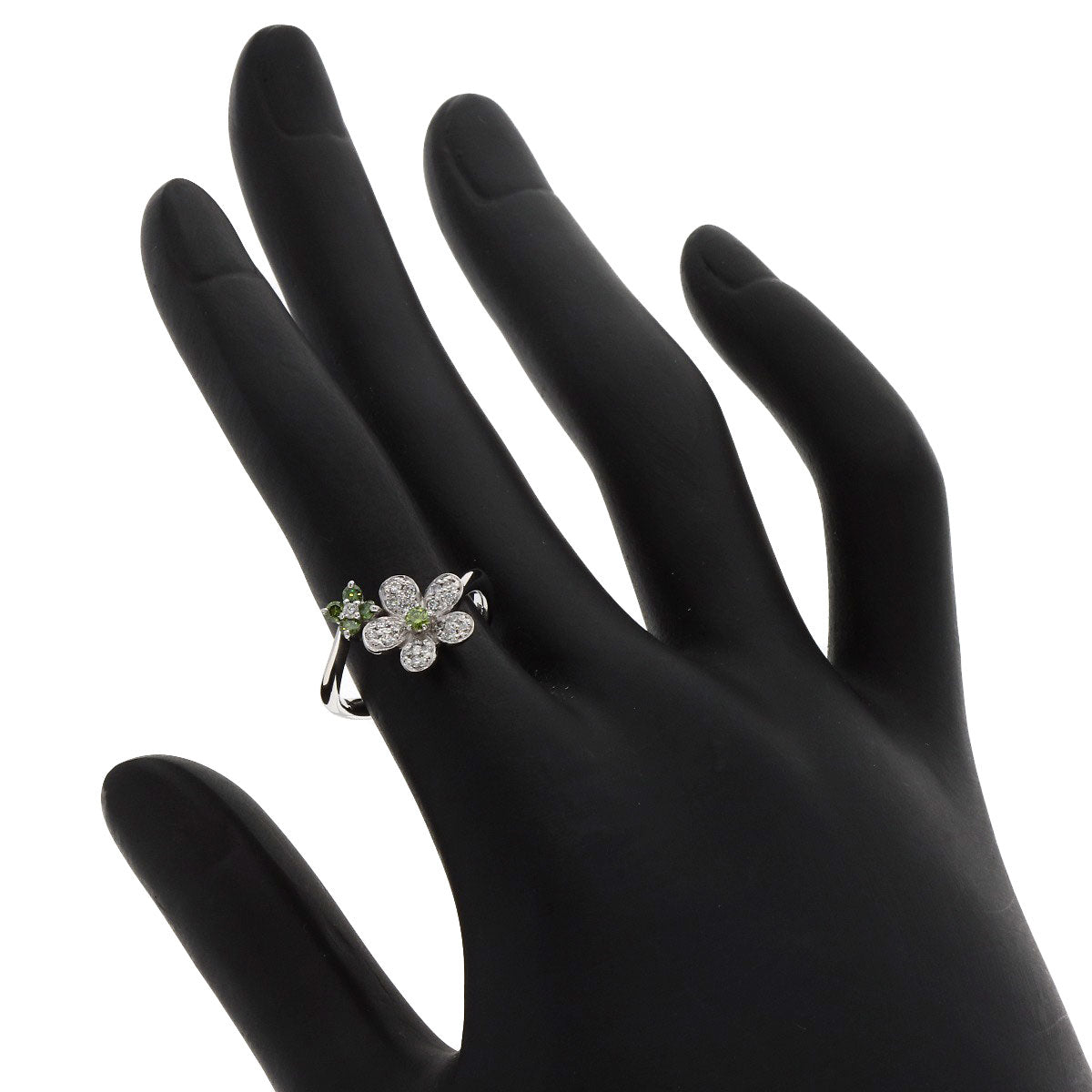 Ponte Vecchio Flower motif Diamond Ring K18 White Gold Ladies [Used]
