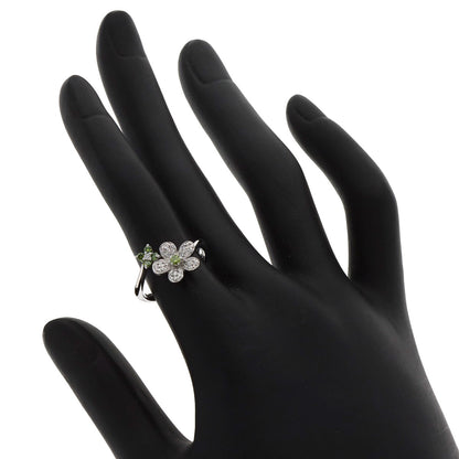 Ponte Vecchio Flower motif Diamond Ring K18 White Gold Ladies [Used]
