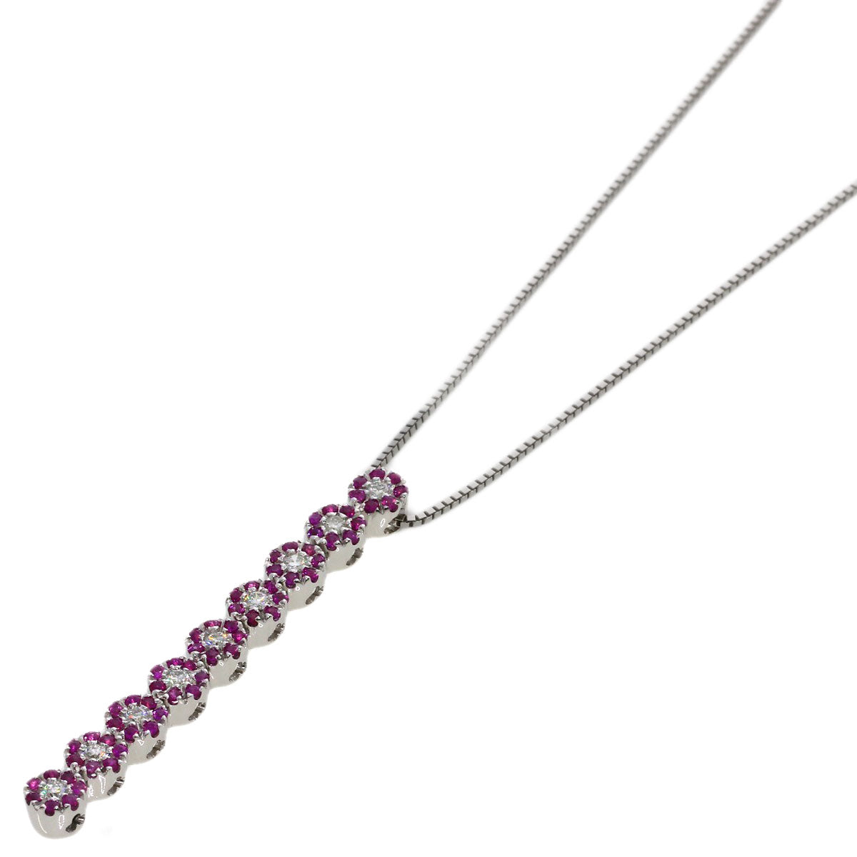 Damiani Flower Motif Sapphire Diamond Necklace K18 White Gold Ladies [Used]