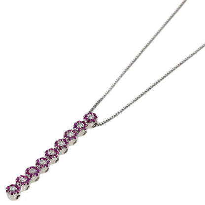 Damiani Flower Motif Sapphire Diamond Necklace K18 White Gold Ladies [Used]