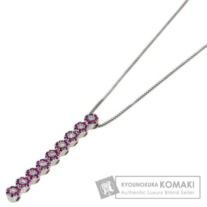 Damiani Flower Motif Sapphire Diamond Necklace K18 White Gold Ladies [Used]