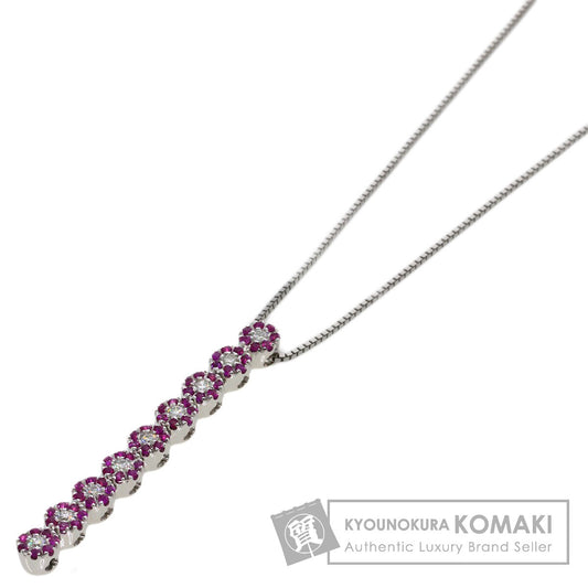 Damiani Flower Motif Sapphire Diamond Necklace K18 White Gold Ladies [Used]