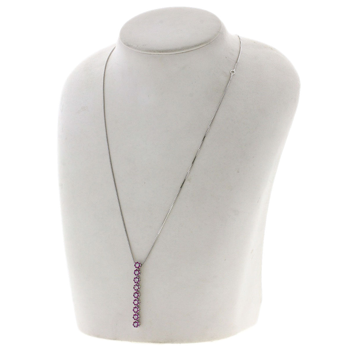 Damiani Flower Motif Sapphire Diamond Necklace K18 White Gold Ladies [Used]