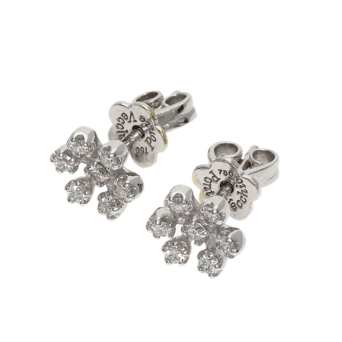 Ponte Vecchio Flower Diamond earring K18 White Gold Ladies [Used]