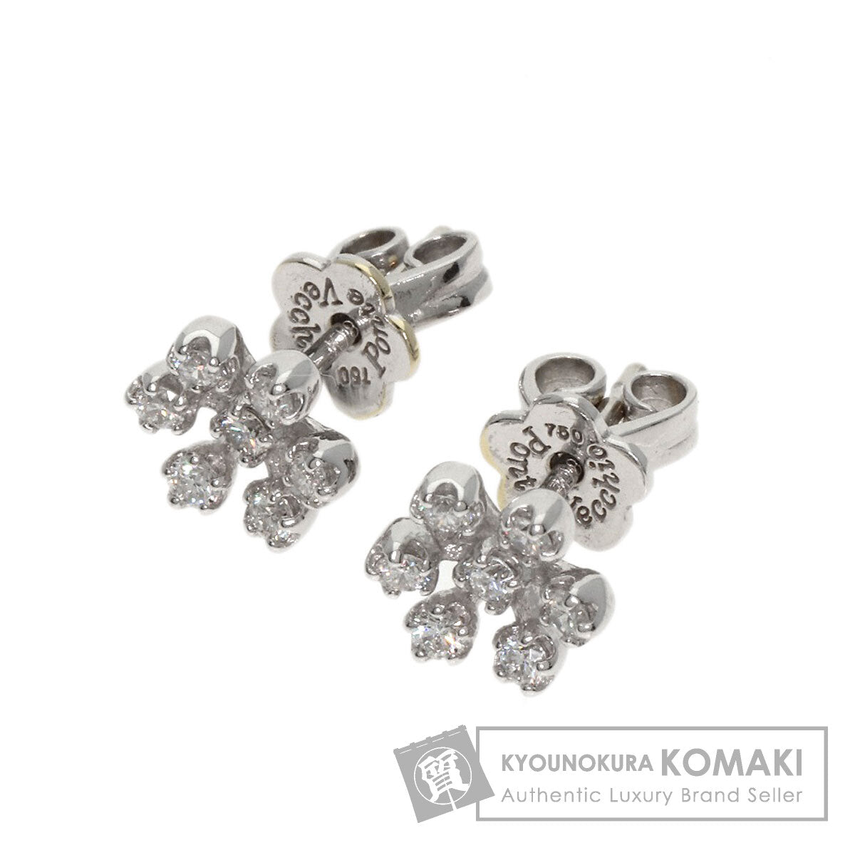 Ponte Vecchio Flower Diamond earring K18 White Gold Ladies [Used]