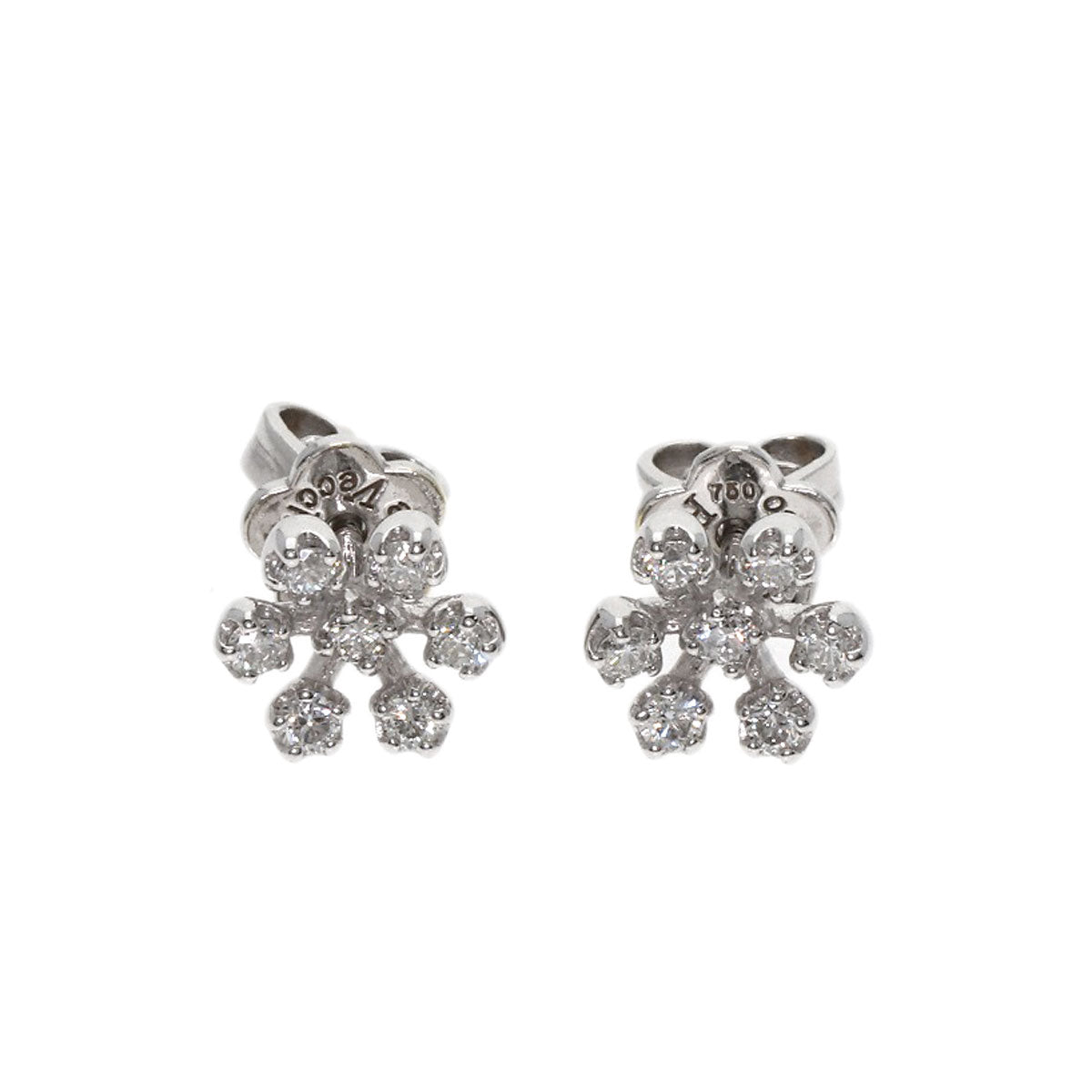 Ponte Vecchio Flower Diamond earring K18 White Gold Ladies [Used]
