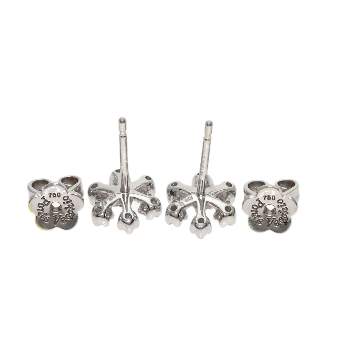 Ponte Vecchio Flower Diamond earring K18 White Gold Ladies [Used]