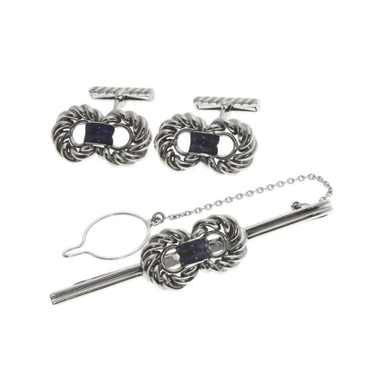 Chaumet Enamel Tie Pin Cufflinks Set Tie pin K18 White Gold mens [Used]