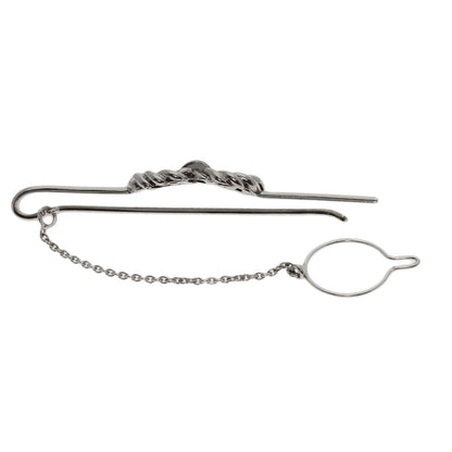 Chaumet Enamel Tie Pin Cufflinks Set Tie pin K18 White Gold mens [Used]