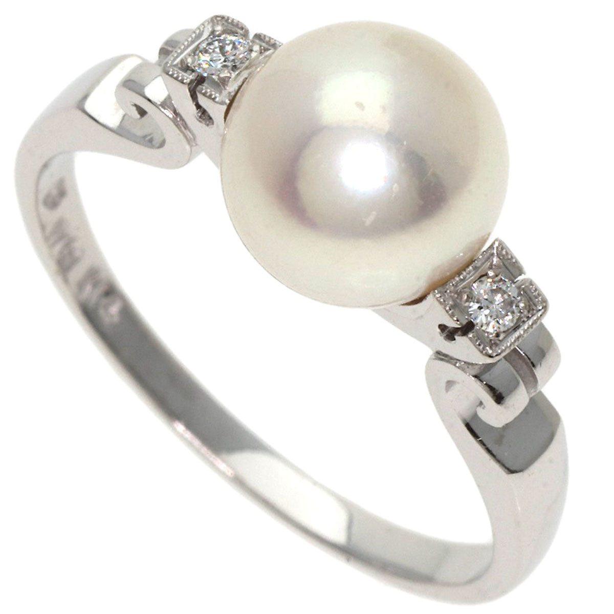MIKIMOTO Pearl Pearl Diamond Ring K14 White Gold Ladies [Used]