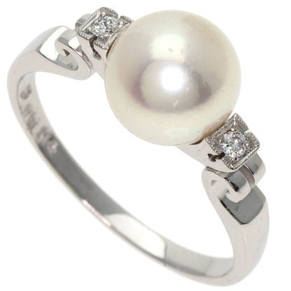 MIKIMOTO Pearl Pearl Diamond Ring K14 White Gold Ladies [Used]