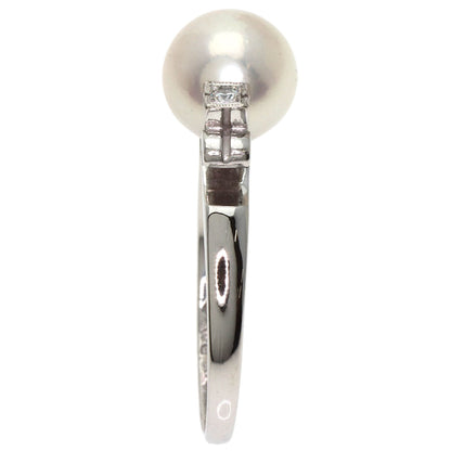 MIKIMOTO Pearl Pearl Diamond Ring K14 White Gold Ladies [Used]