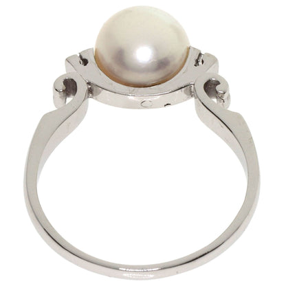 MIKIMOTO Pearl Pearl Diamond Ring K14 White Gold Ladies [Used]