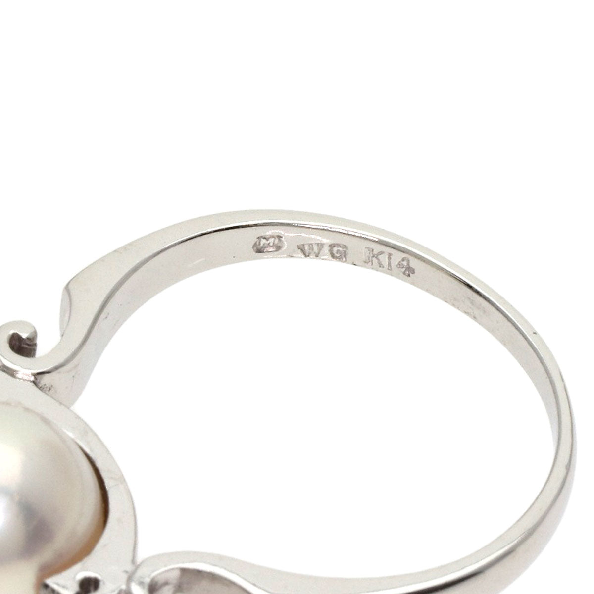 MIKIMOTO Pearl Pearl Diamond Ring K14 White Gold Ladies [Used]