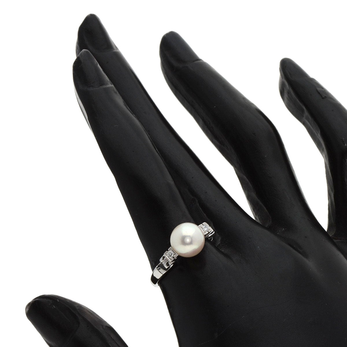 MIKIMOTO Pearl Pearl Diamond Ring K14 White Gold Ladies [Used]