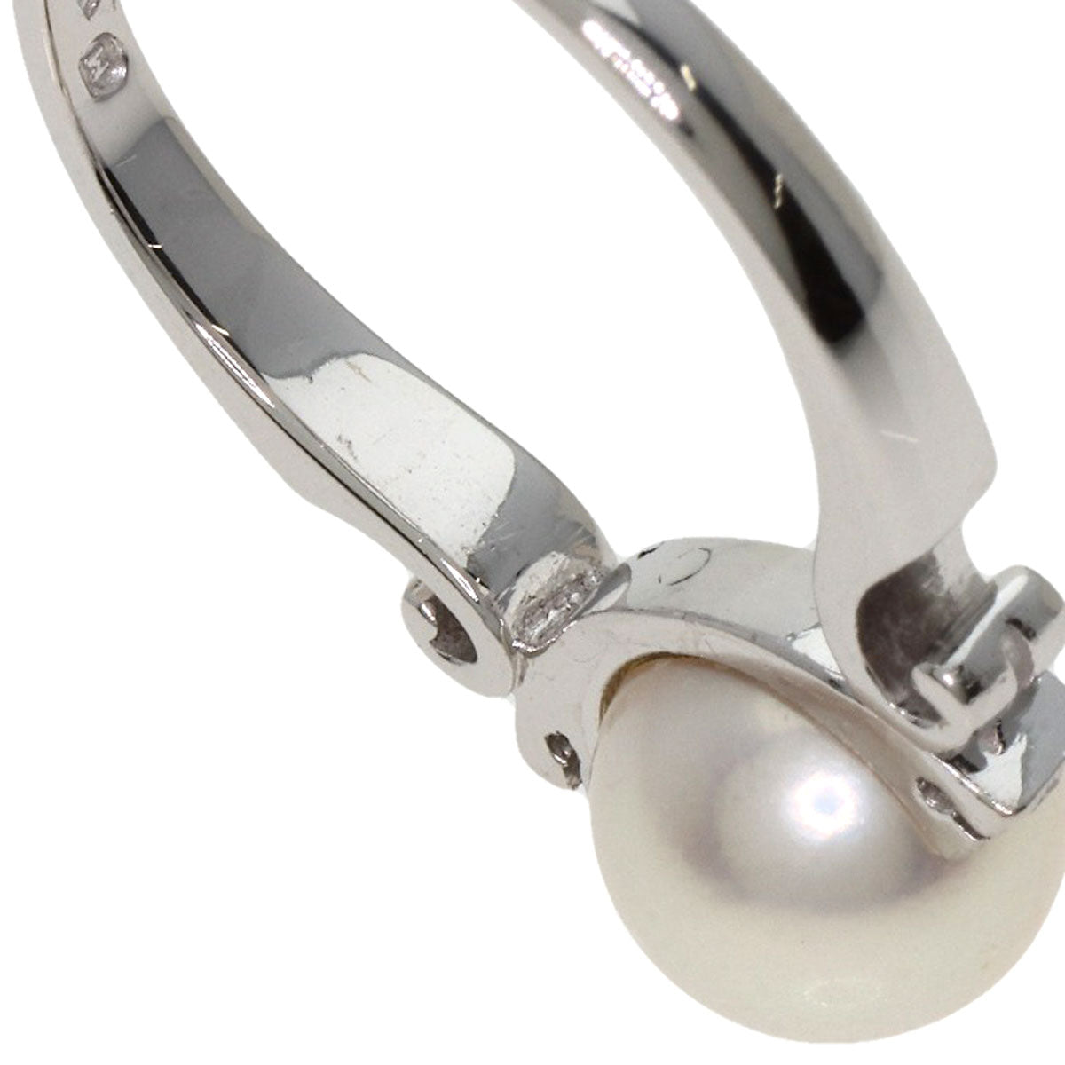 MIKIMOTO Pearl Pearl Diamond Ring K14 White Gold Ladies [Used]