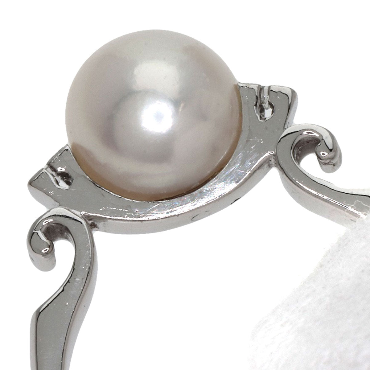 MIKIMOTO Pearl Pearl Diamond Ring K14 White Gold Ladies [Used]