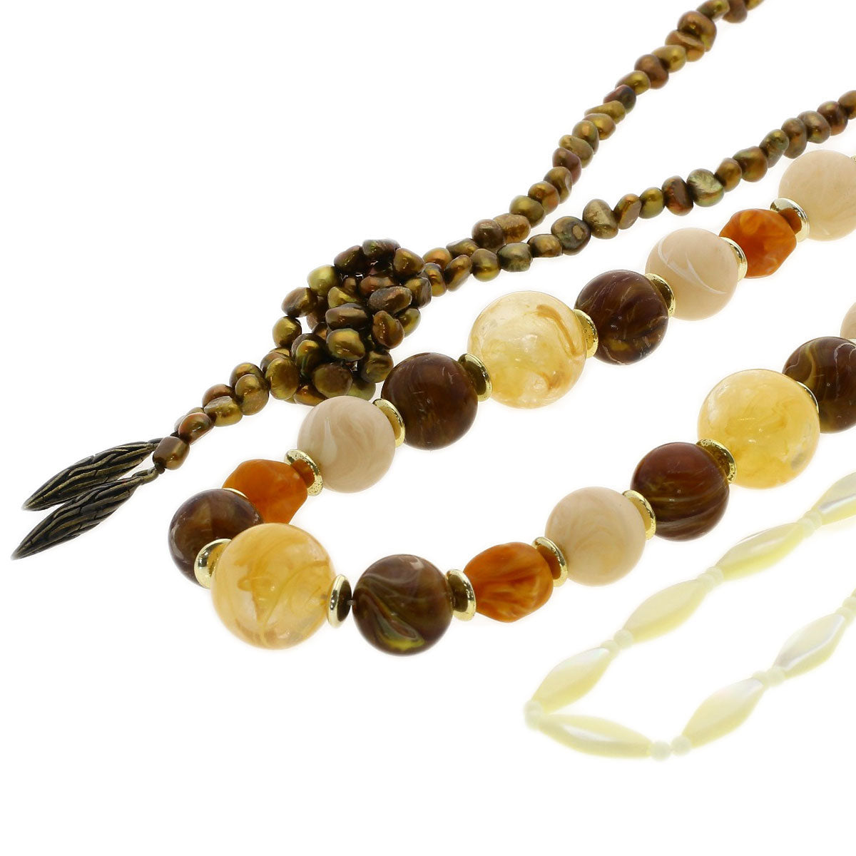 Dyed Pearl Pearl Resin Shell Plastic Crystal 6-Piece Set Necklace Metal g　Ladies