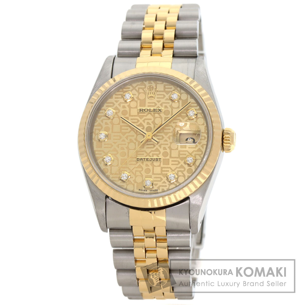 ROLEX DATEJUST 10P Diamond Watches 16233G Stainless Steel/SSxK18YG mens