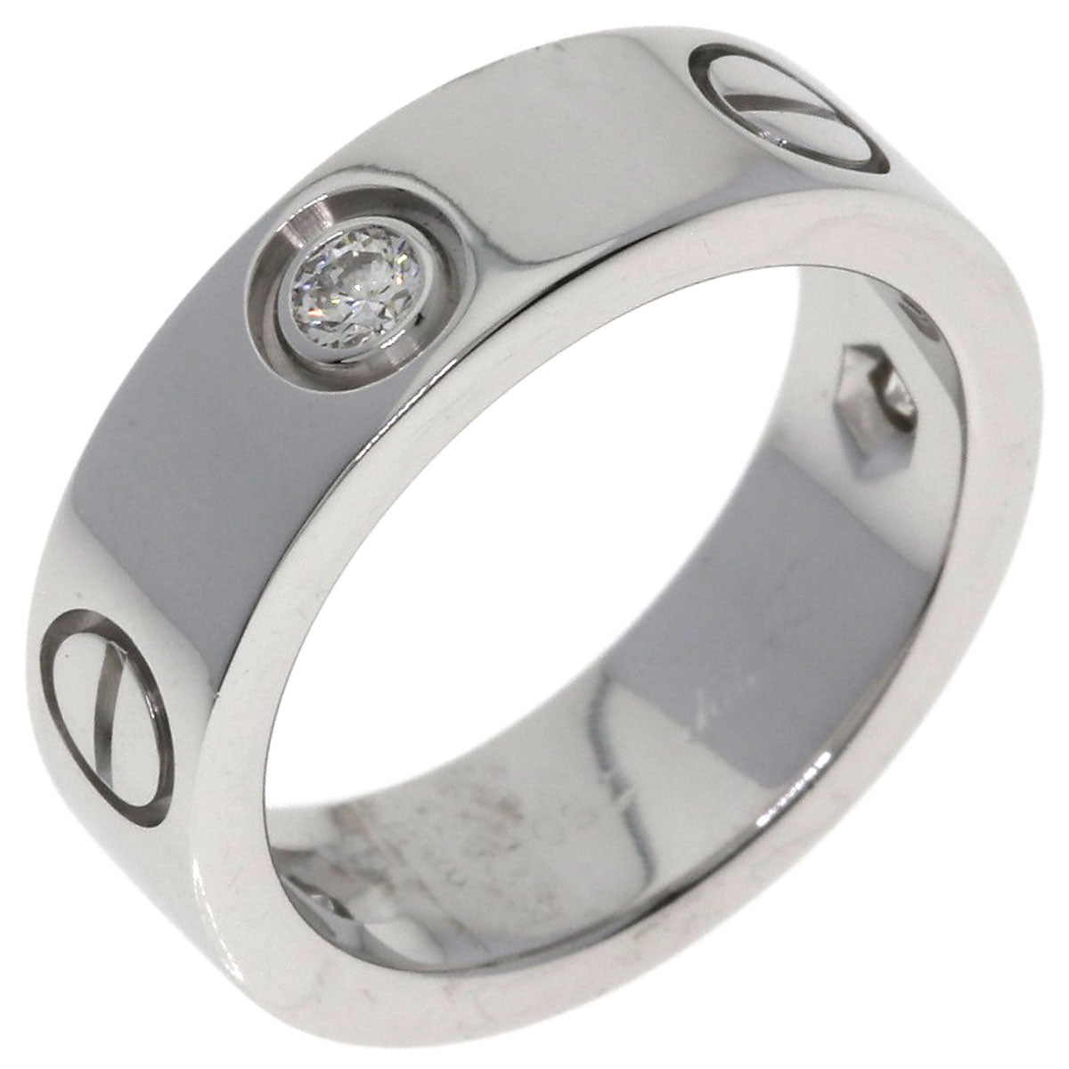 CARTIER love ring 3P Diamond #48 Ring K18 White Gold Ladies [Used]