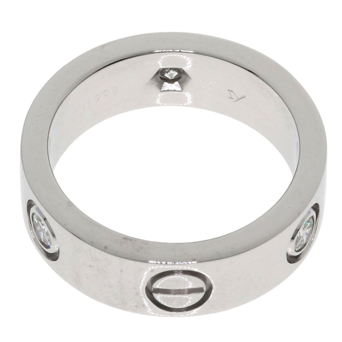 CARTIER love ring 3P Diamond #48 Ring K18 White Gold Ladies [Used]