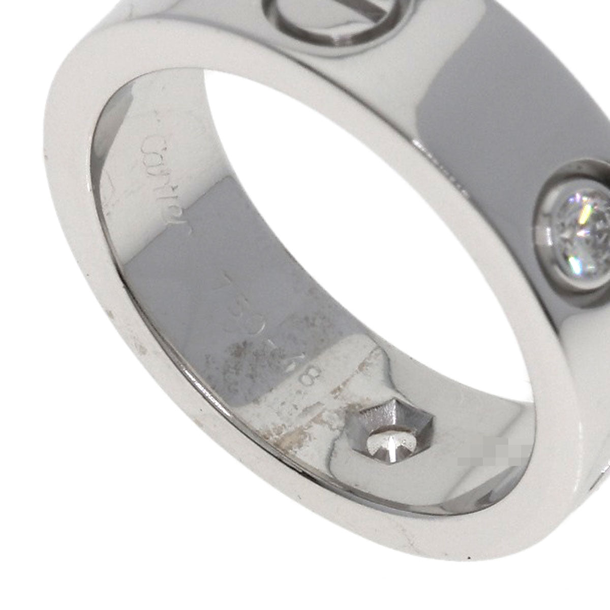 CARTIER love ring 3P Diamond #48 Ring K18 White Gold Ladies [Used]