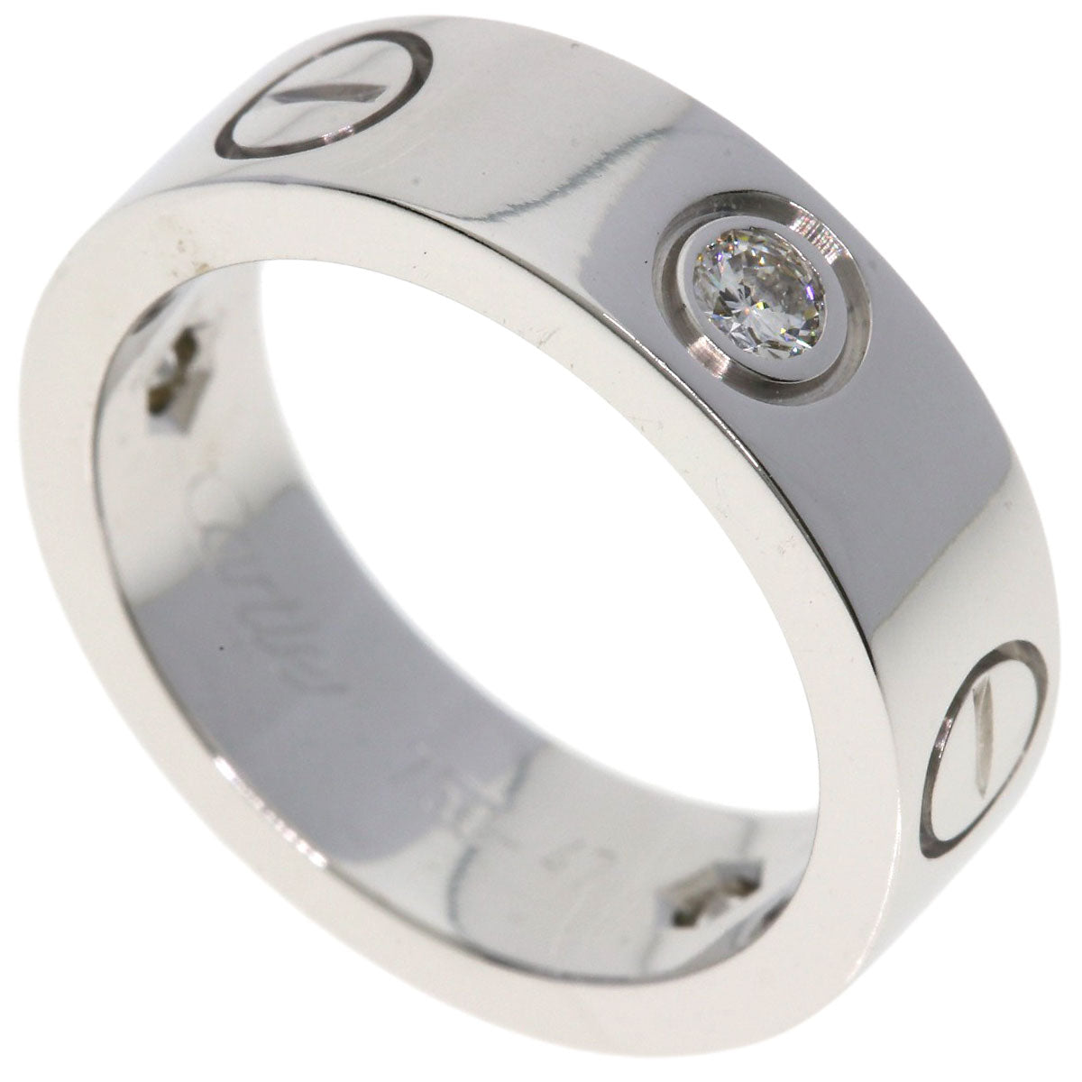 CARTIER love ring half Diamond #47 Ring K18 White Gold Ladies [Used]