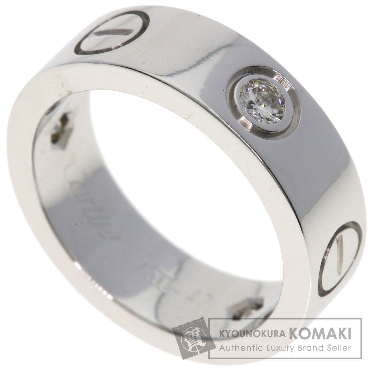 CARTIER love ring half Diamond #47 Ring K18 White Gold Ladies [Used]