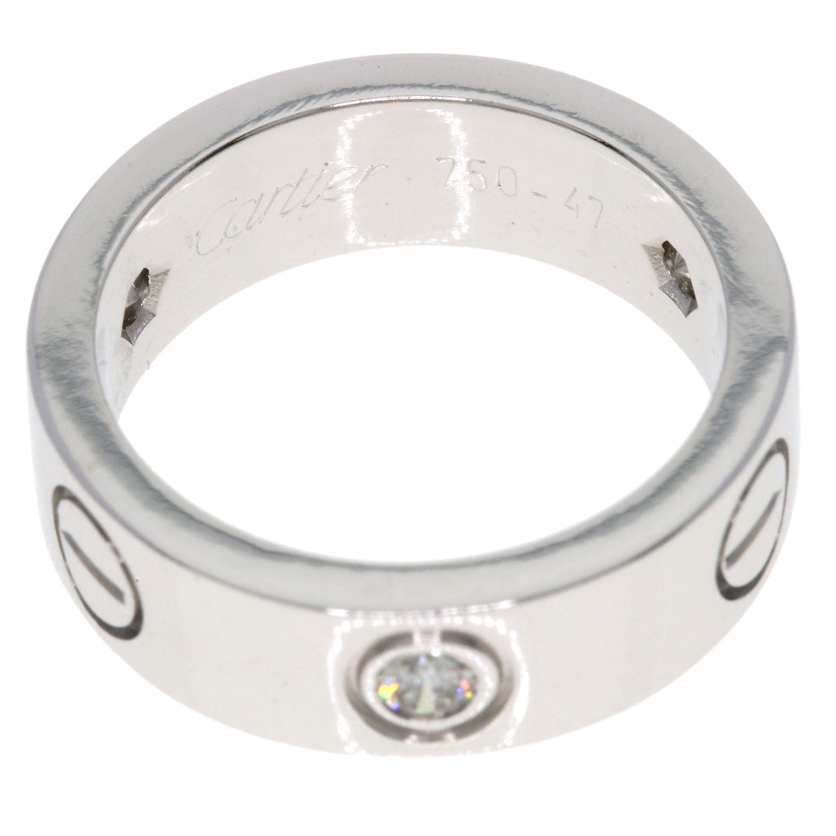 CARTIER love ring half Diamond #47 Ring K18 White Gold Ladies [Used]