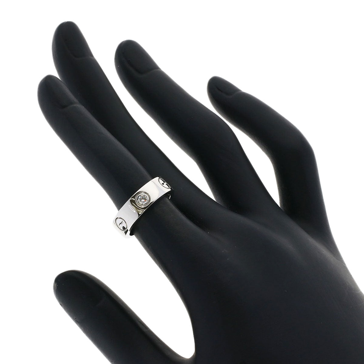 CARTIER love ring half Diamond #47 Ring K18 White Gold Ladies [Used]