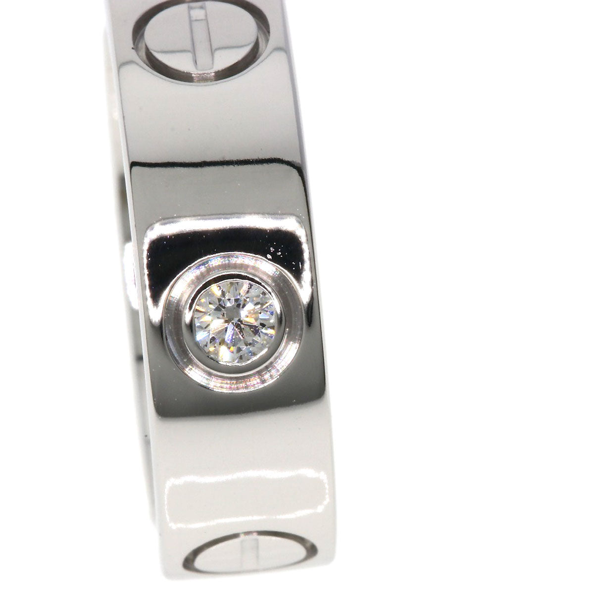 CARTIER love ring half Diamond #47 Ring K18 White Gold Ladies [Used]