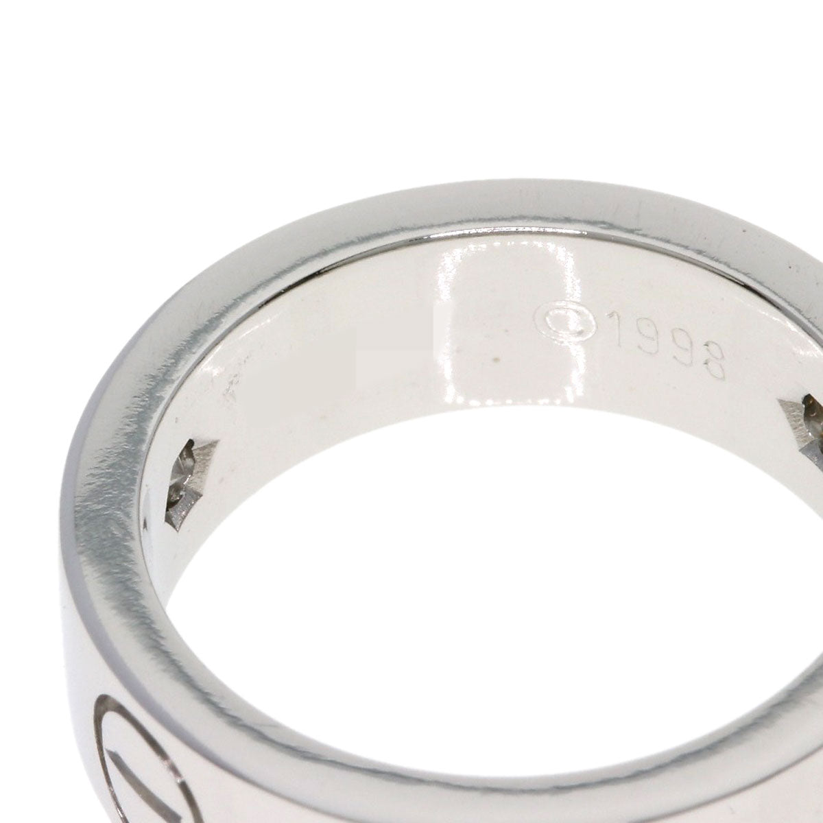 CARTIER love ring half Diamond #47 Ring K18 White Gold Ladies [Used]
