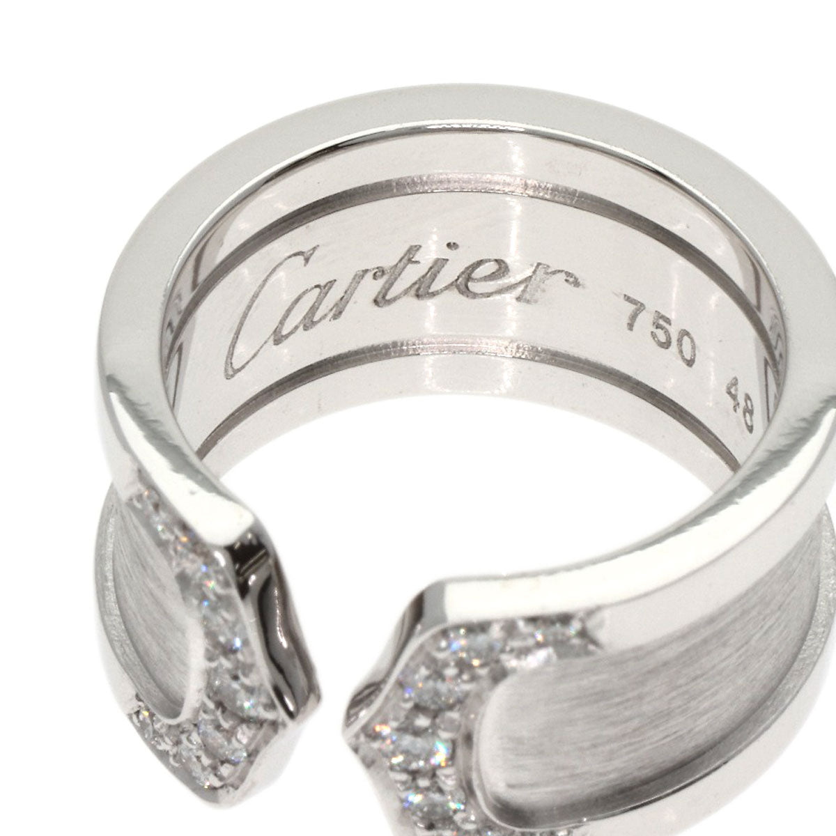 CARTIER C2 Ring LM Diamond #48 Ring K18 White Gold Ladies [Used]