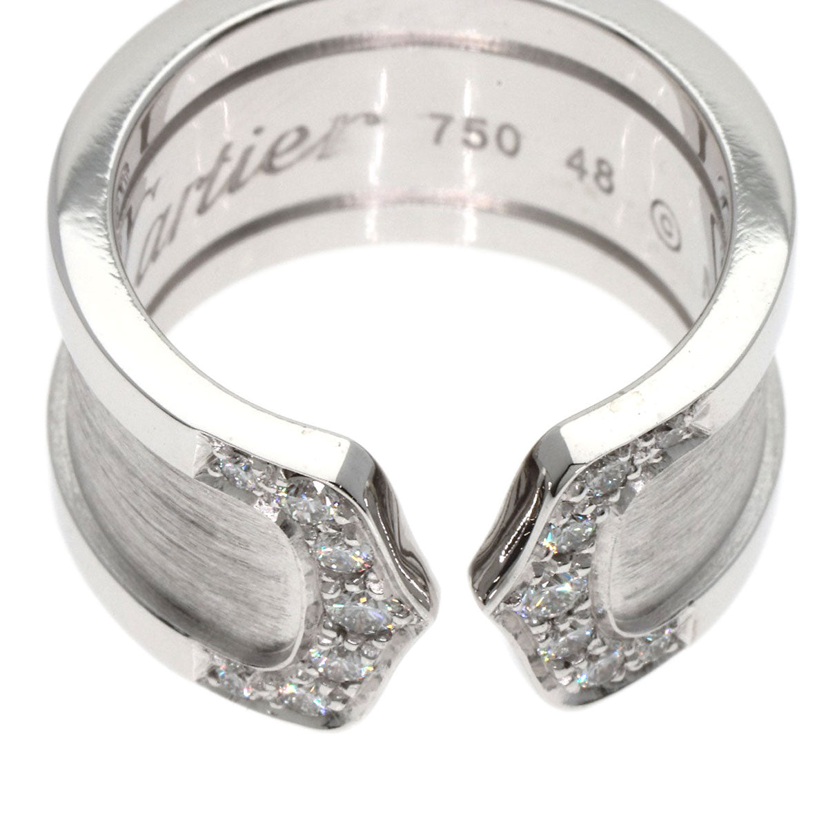 CARTIER C2 Ring LM Diamond #48 Ring K18 White Gold Ladies [Used]