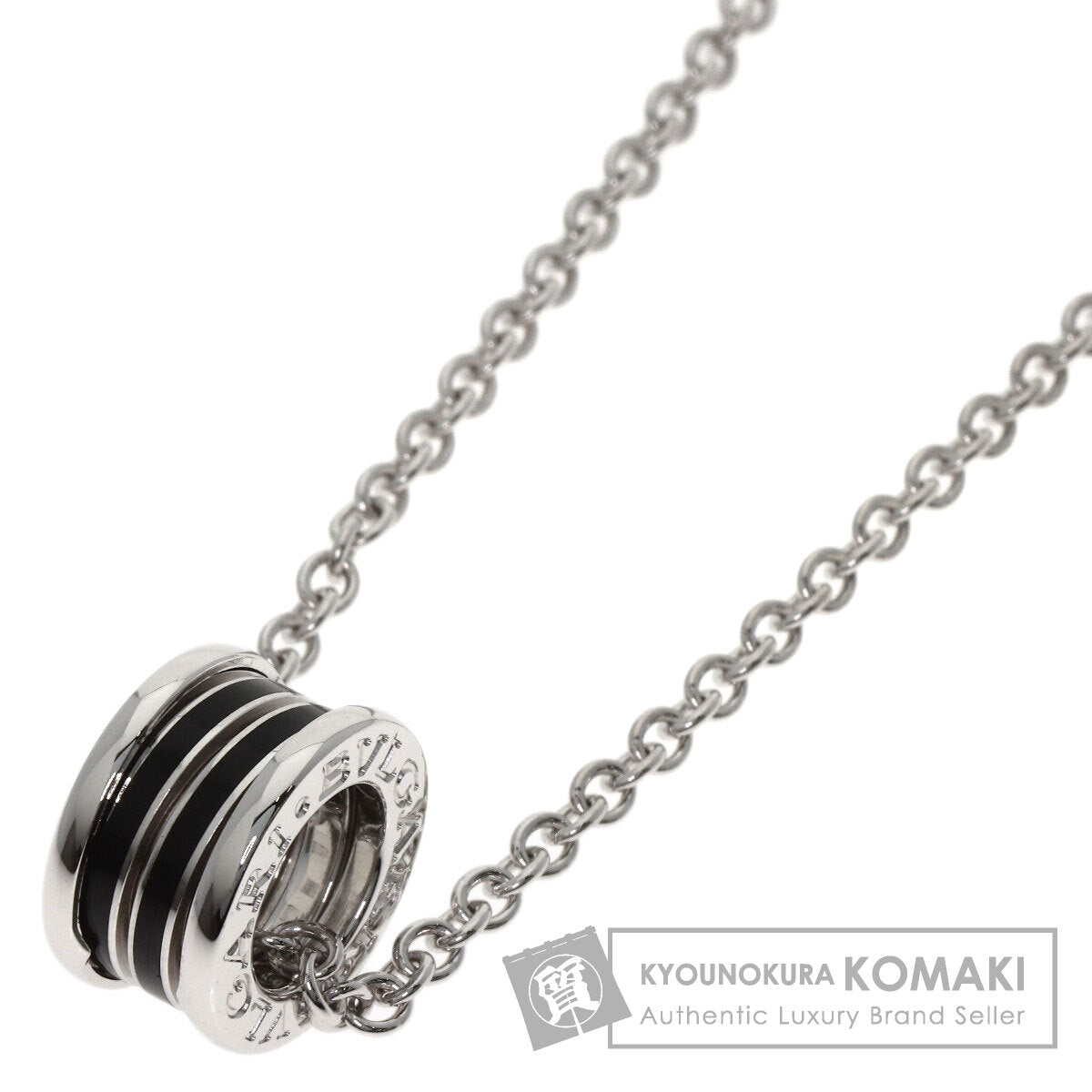 BVLGARI B.zero1 Black lacquer Necklace K18 White Gold Ladies [Used]
