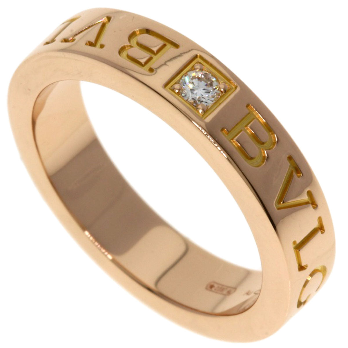 BVLGARI Double logo 1P Diamond Ring K18 Pink Gold Ladies [Used]