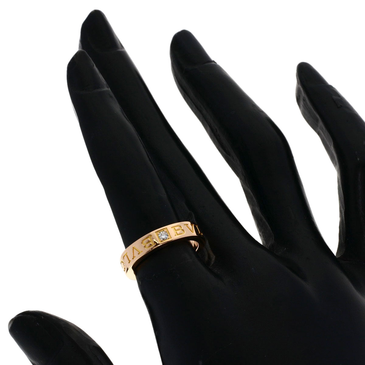 BVLGARI Double logo 1P Diamond Ring K18 Pink Gold Ladies [Used]