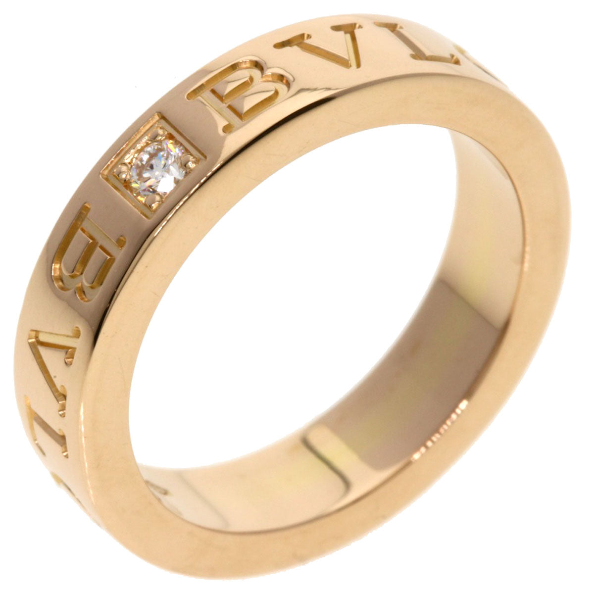 BVLGARI Double Logo 1P Diamond Ring K18 Pink Gold Ladies [Used]