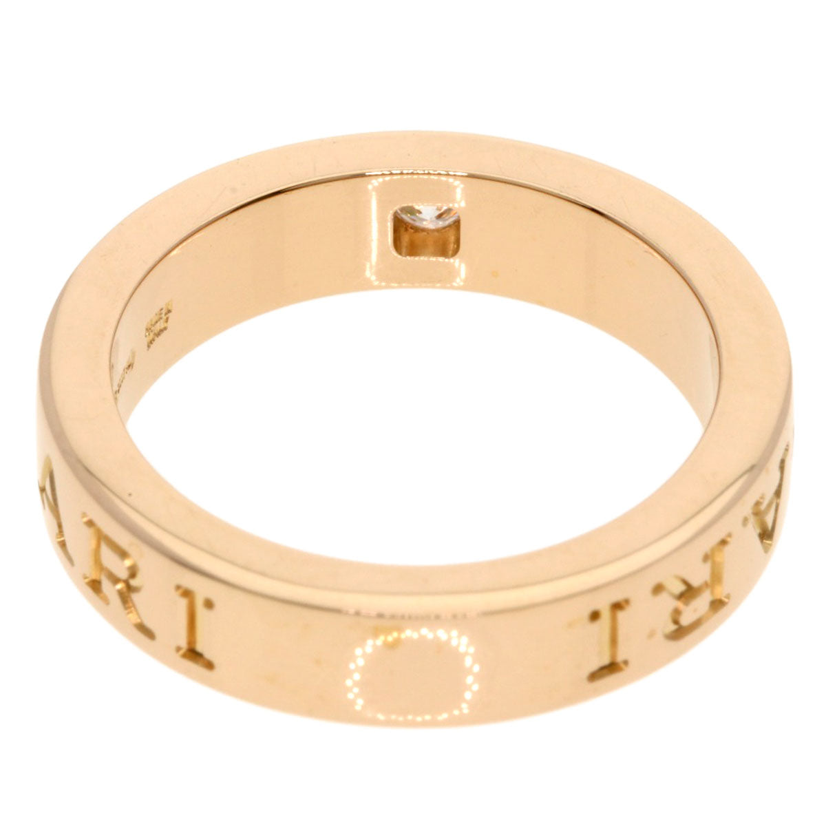 BVLGARI Double Logo 1P Diamond Ring K18 Pink Gold Ladies [Used]