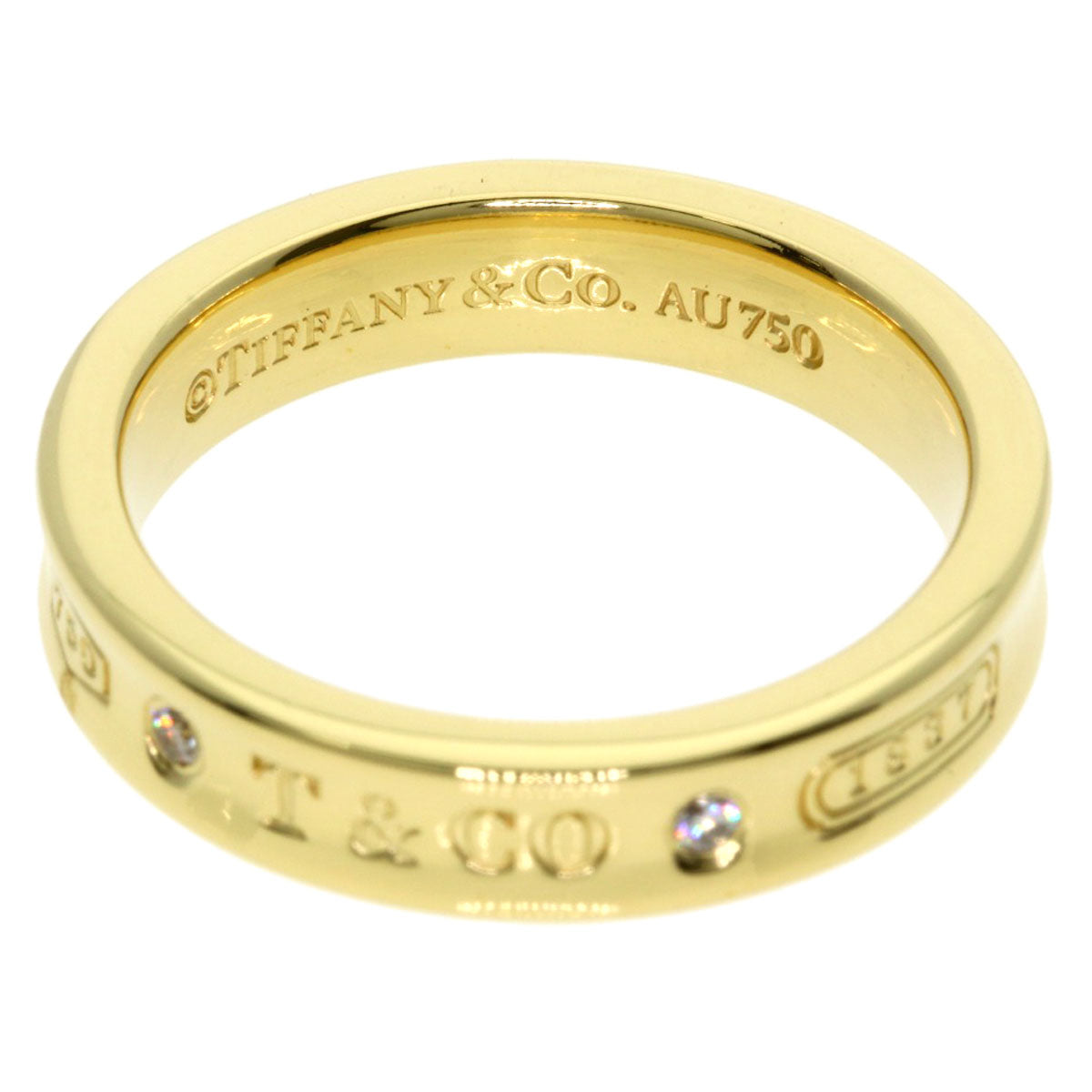 TIFFANY&Co. 1837 Narrow 2P Diamond Ring K18 Yellow Gold Ladies [Used]