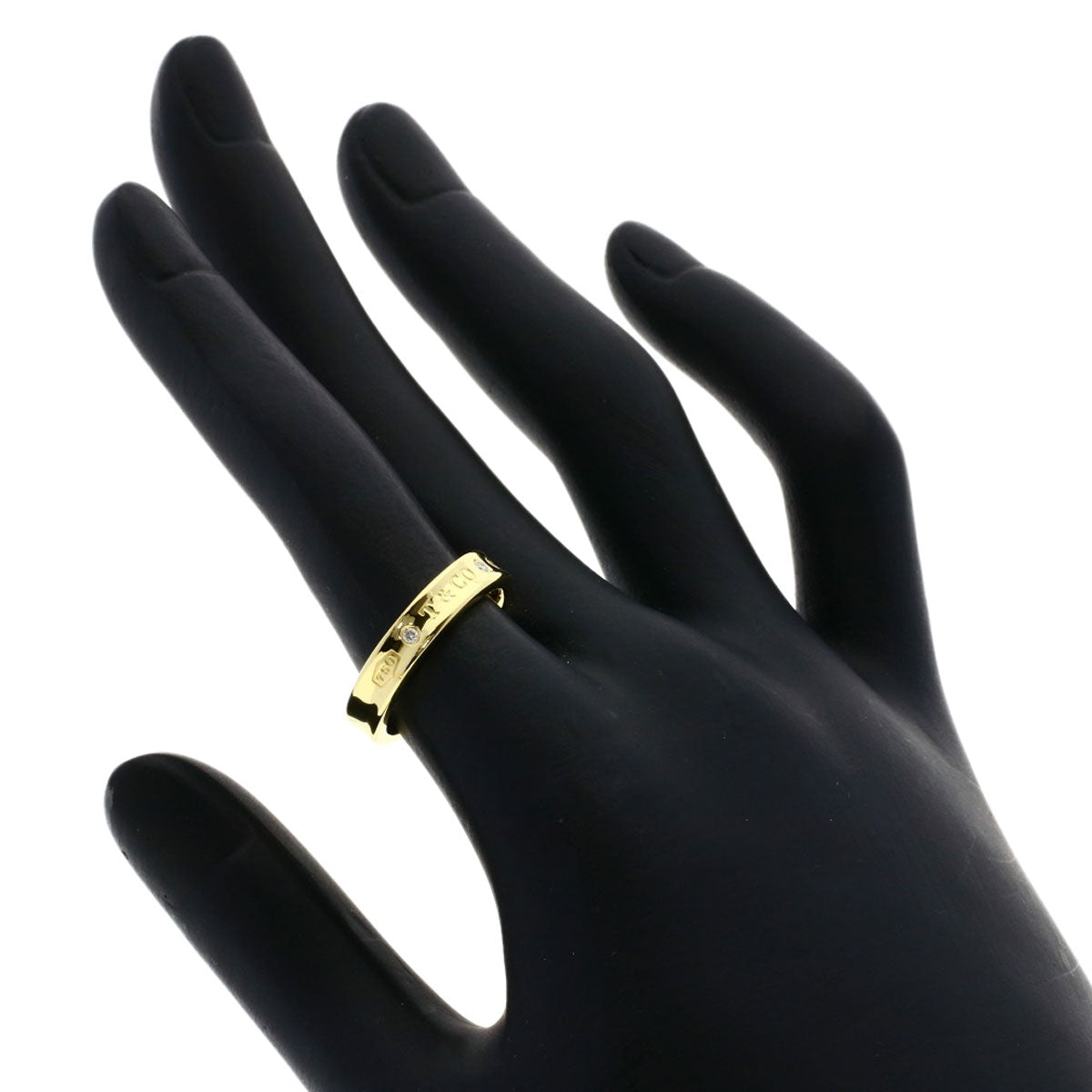 TIFFANY&Co. 1837 Narrow 2P Diamond Ring K18 Yellow Gold Ladies [Used]