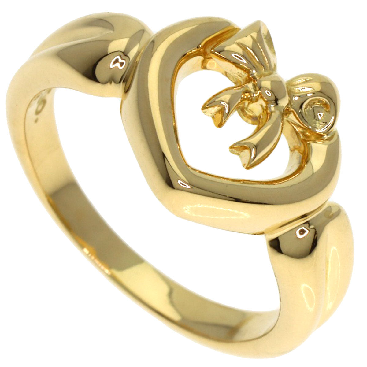 TIFFANY&Co. Heart ribbon Ring K18 Yellow Gold Ladies [Used]