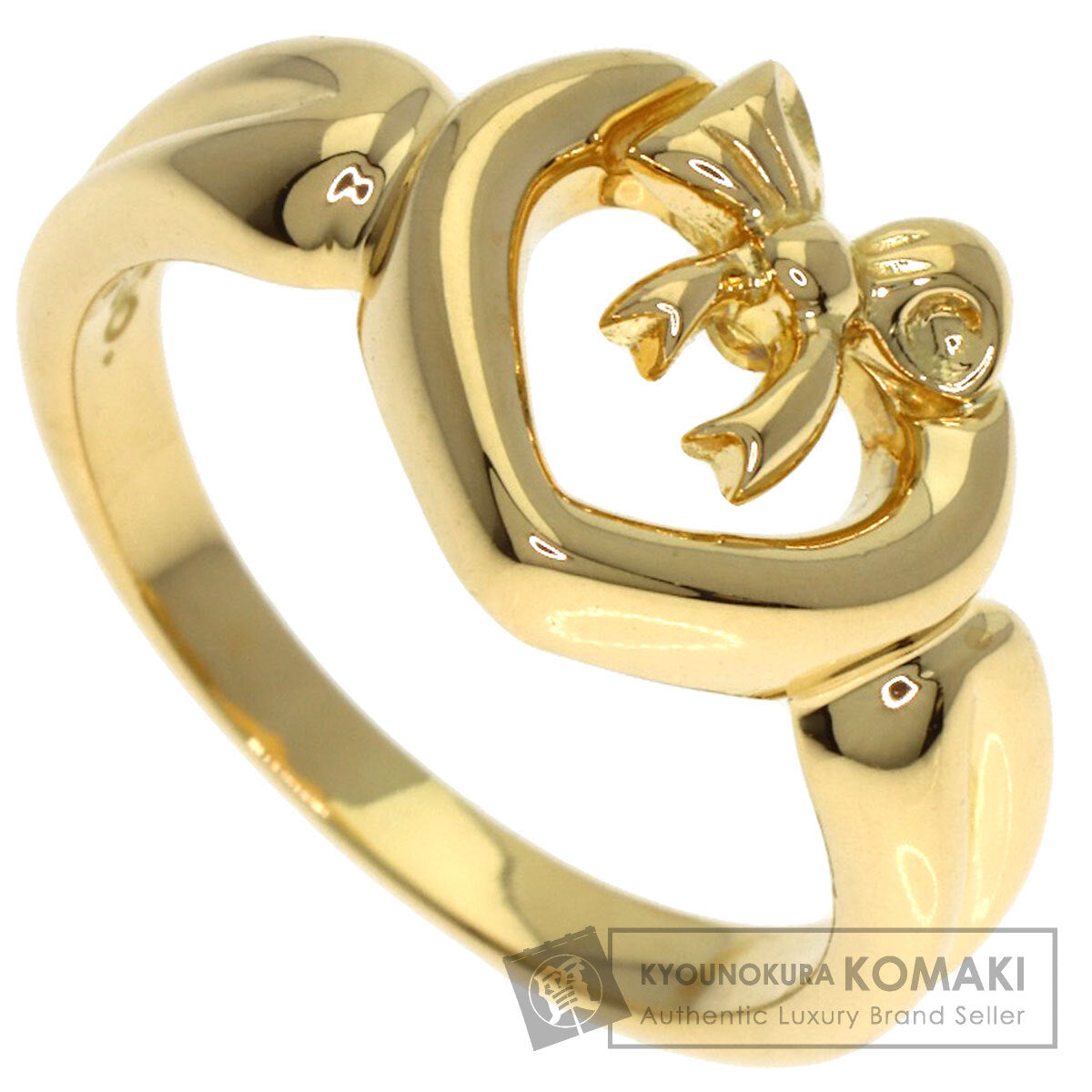 TIFFANY&Co. Heart ribbon Ring K18 Yellow Gold Ladies [Used]