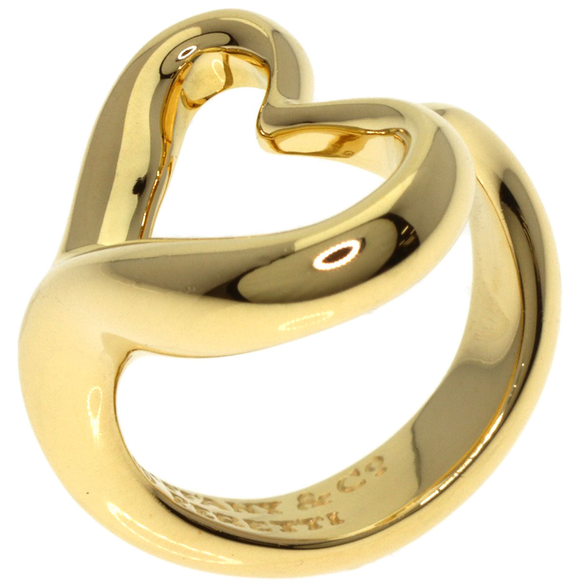 TIFFANY&Co. Open heart Ring K18 Yellow Gold Ladies [Used]