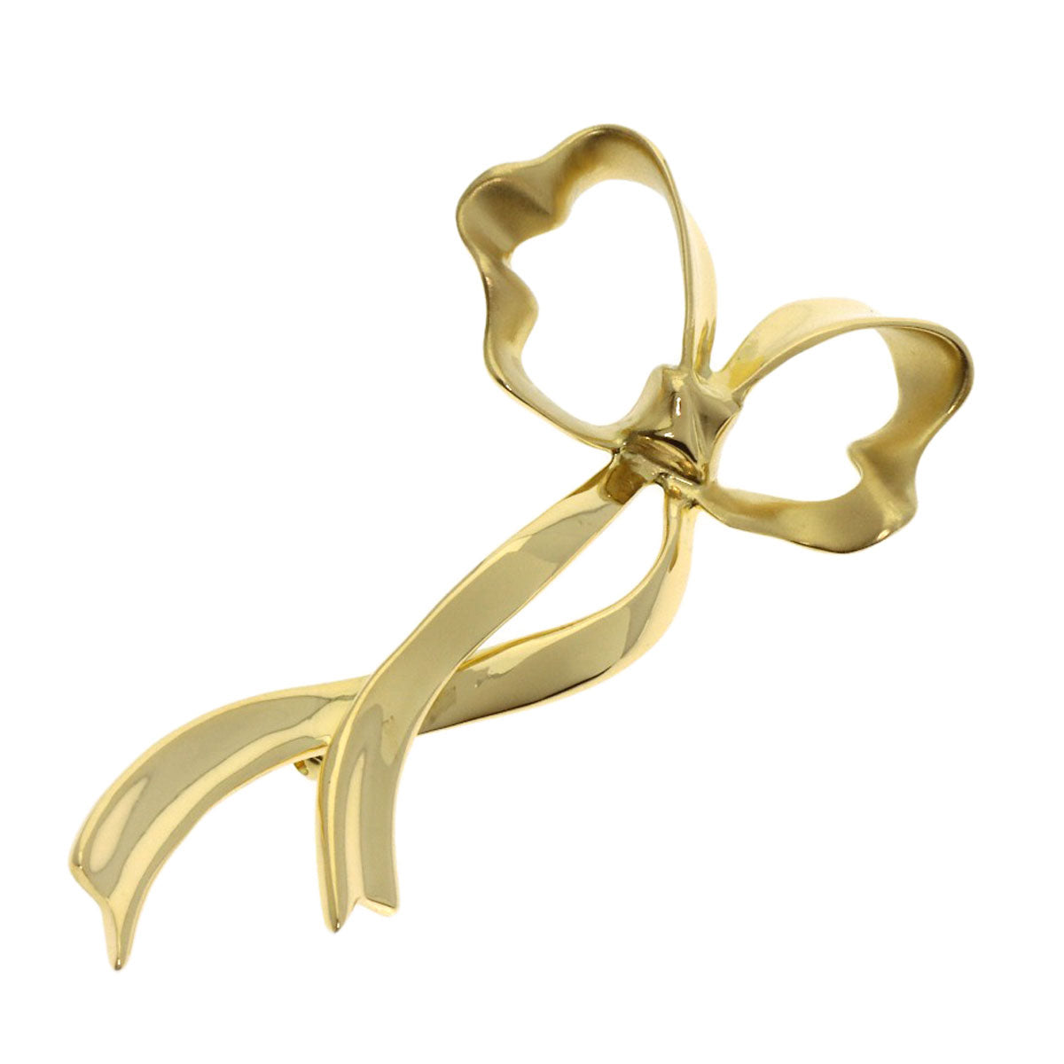 TIFFANY&Co. ribbon Brooch K18 Yellow Gold Ladies [Used]