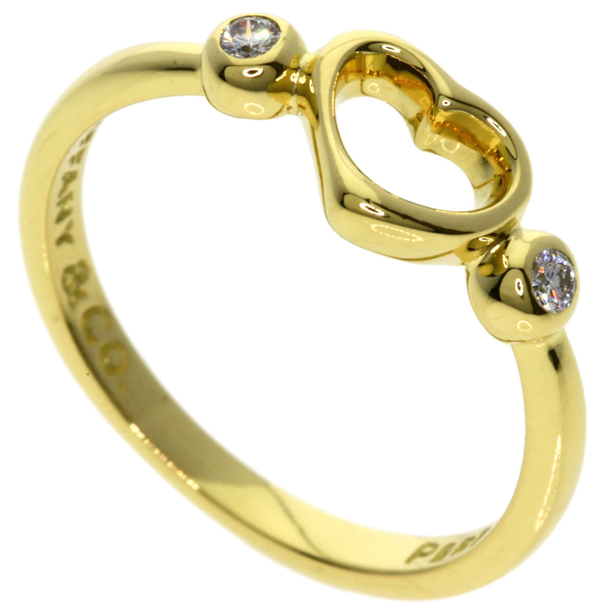 TIFFANY&Co. Open Heart Diamond Ring K18 Yellow Gold Ladies [Used]