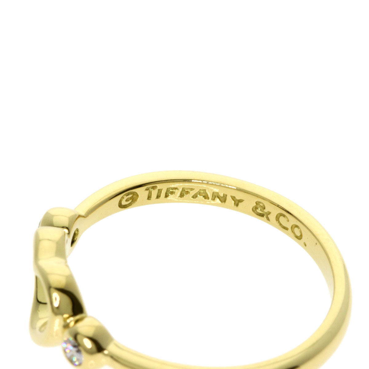 TIFFANY&Co. Open Heart Diamond Ring K18 Yellow Gold Ladies [Used]