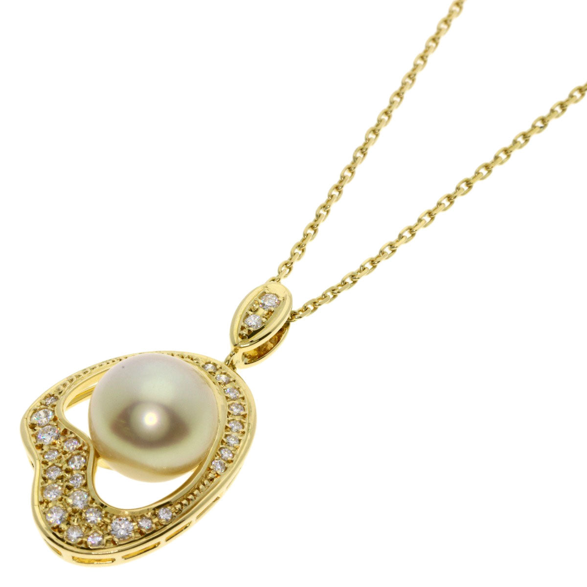MIKIMOTO Pearl Pearl Diamond Necklace K18 Yellow Gold Ladies [Used]