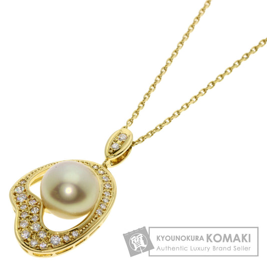 MIKIMOTO Pearl Pearl Diamond Necklace K18 Yellow Gold Ladies [Used]